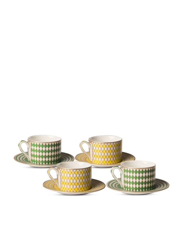 Porcelianiniai puodeliai Chess 4 vnt.